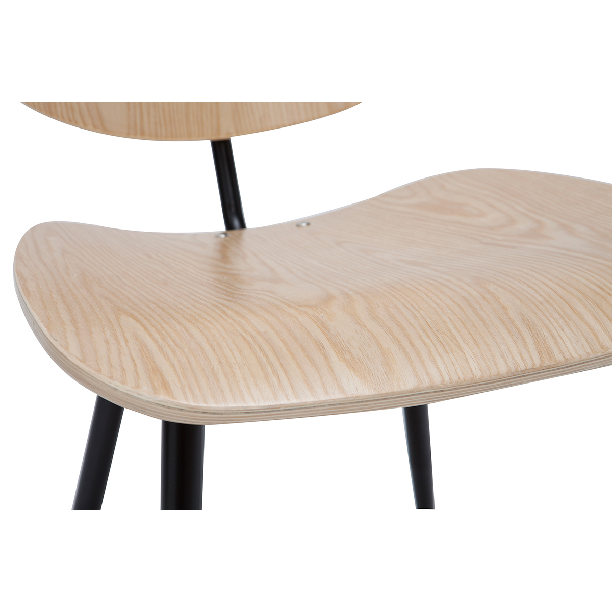 Chaises design pieds métal (lot de 2) TOBIAS bois clair / noir, MILIBOO