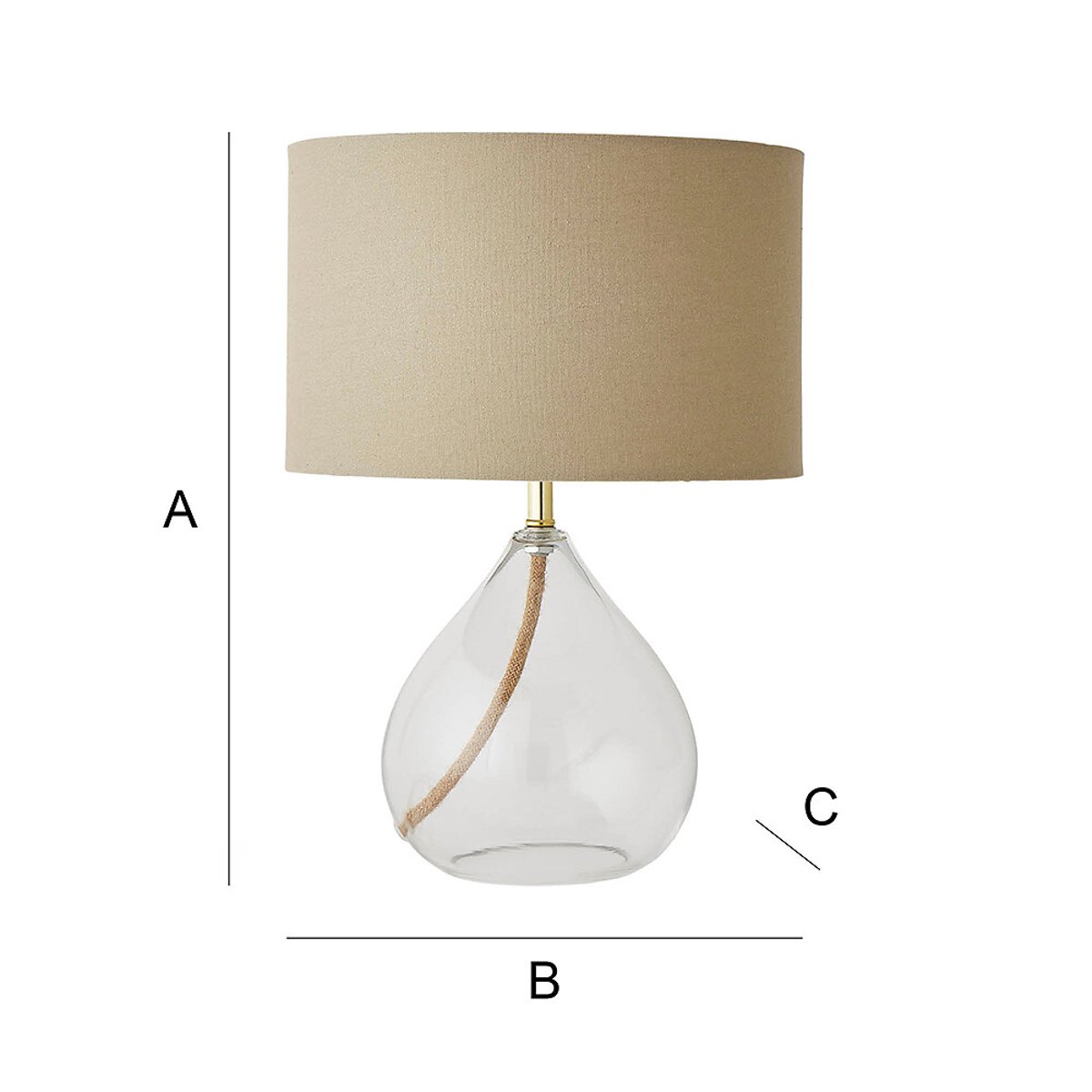 Eddie Glass Table Lamp with Linen Shade transparent, SO'HOME
