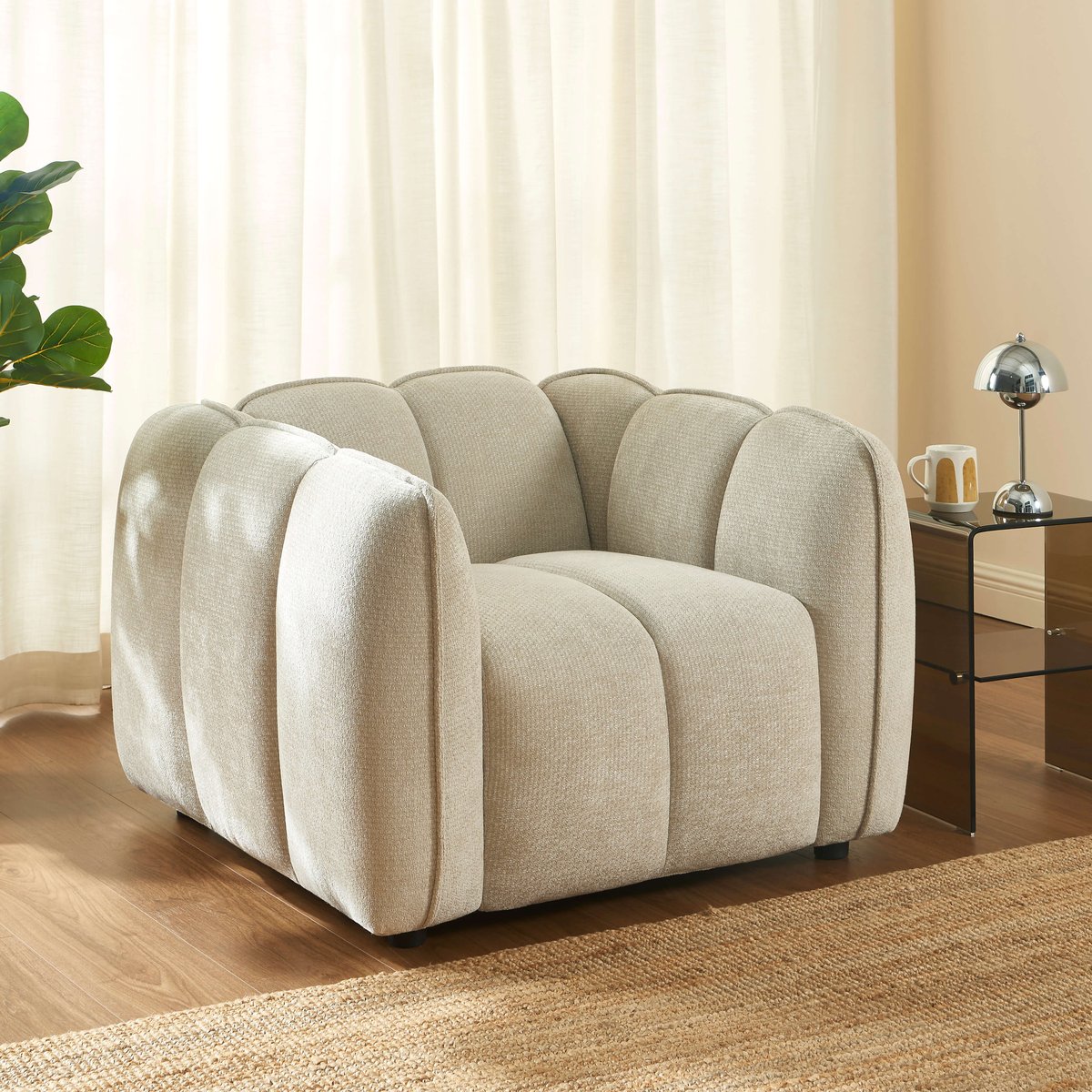 Fauteuil 1 place en tissu MATILDA beige, SORELH