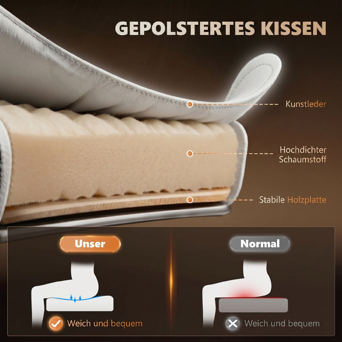 Fauteuil de bureau avec fonction massage blanc, HOMCOM
