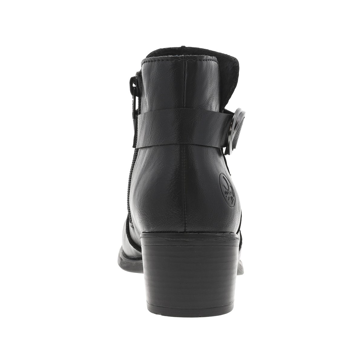 Boots noires à talon décroché moyen avec un zip côté interne noires, RIEKER