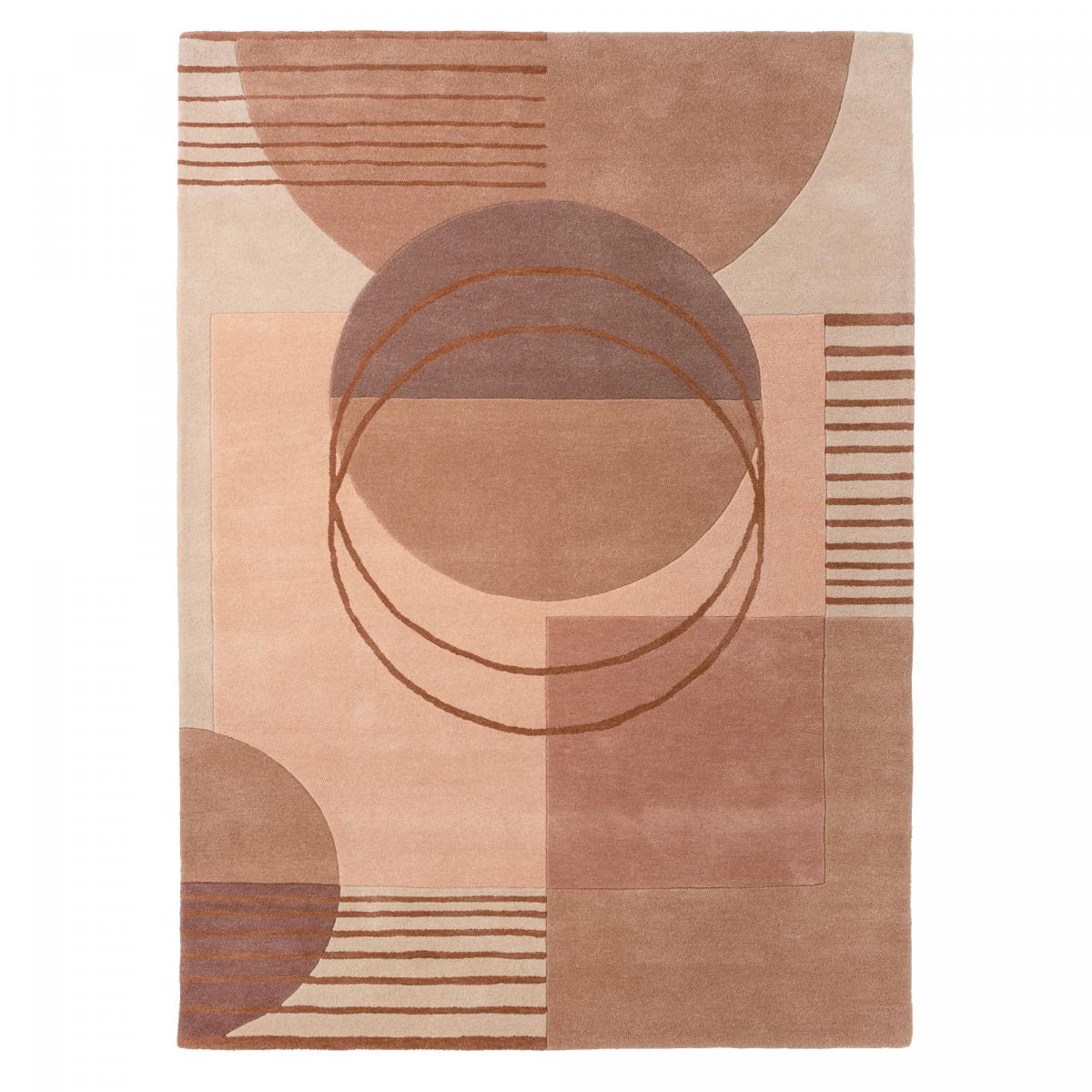Tapis salon et chambre DELOLA, fait à la main motif géométrique crème, violet, rose doux, UN AMOUR DE TAPIS