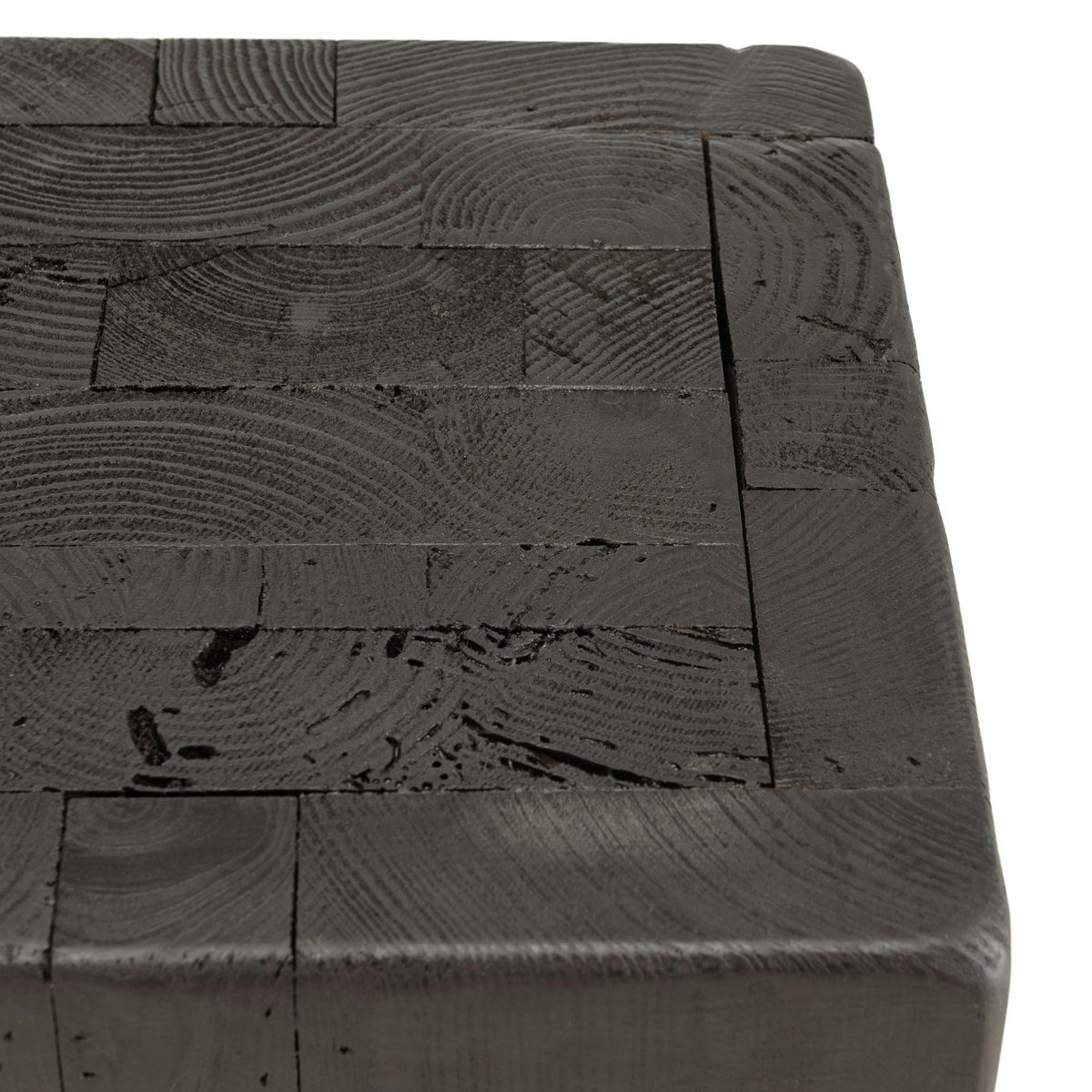 Petit tabouret pin recyclé noir CRACOVIE noir, PIER IMPORT
