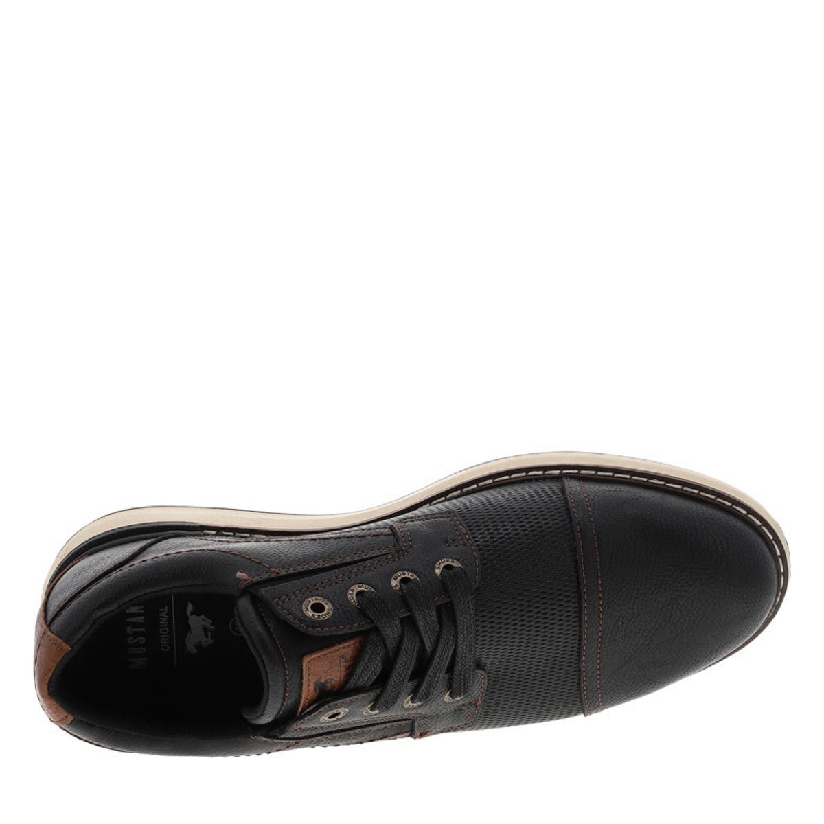 Derbies noires à talon plat munies de lacets et de soufflets élastiqués noir, MUSTANG