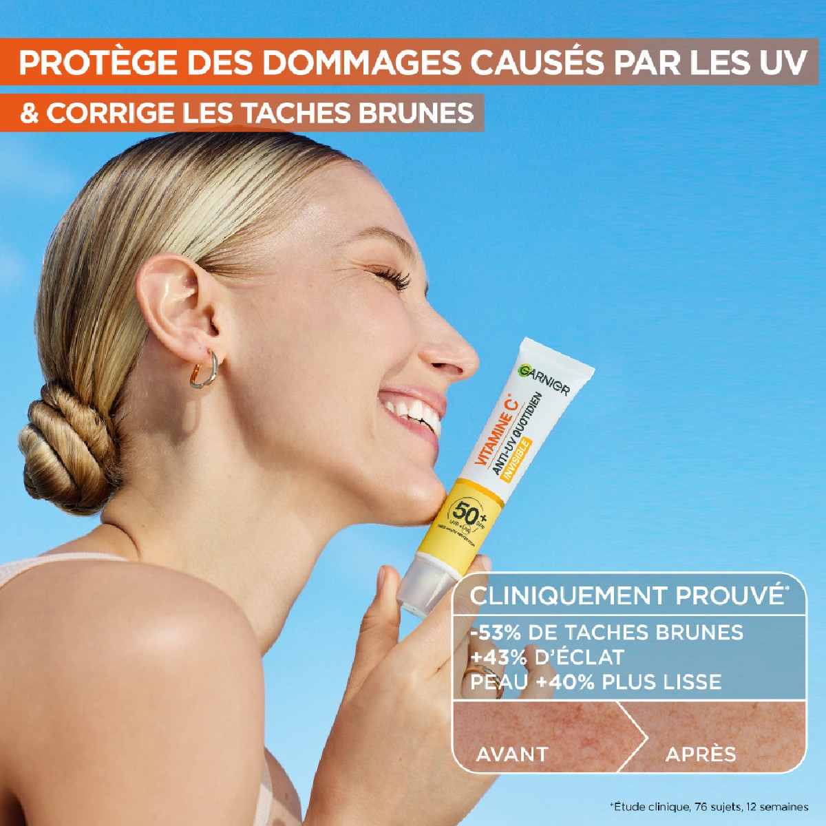 Anti-UV Invisible Vitamine C SPF 50 40ml couleur unique, GARNIER