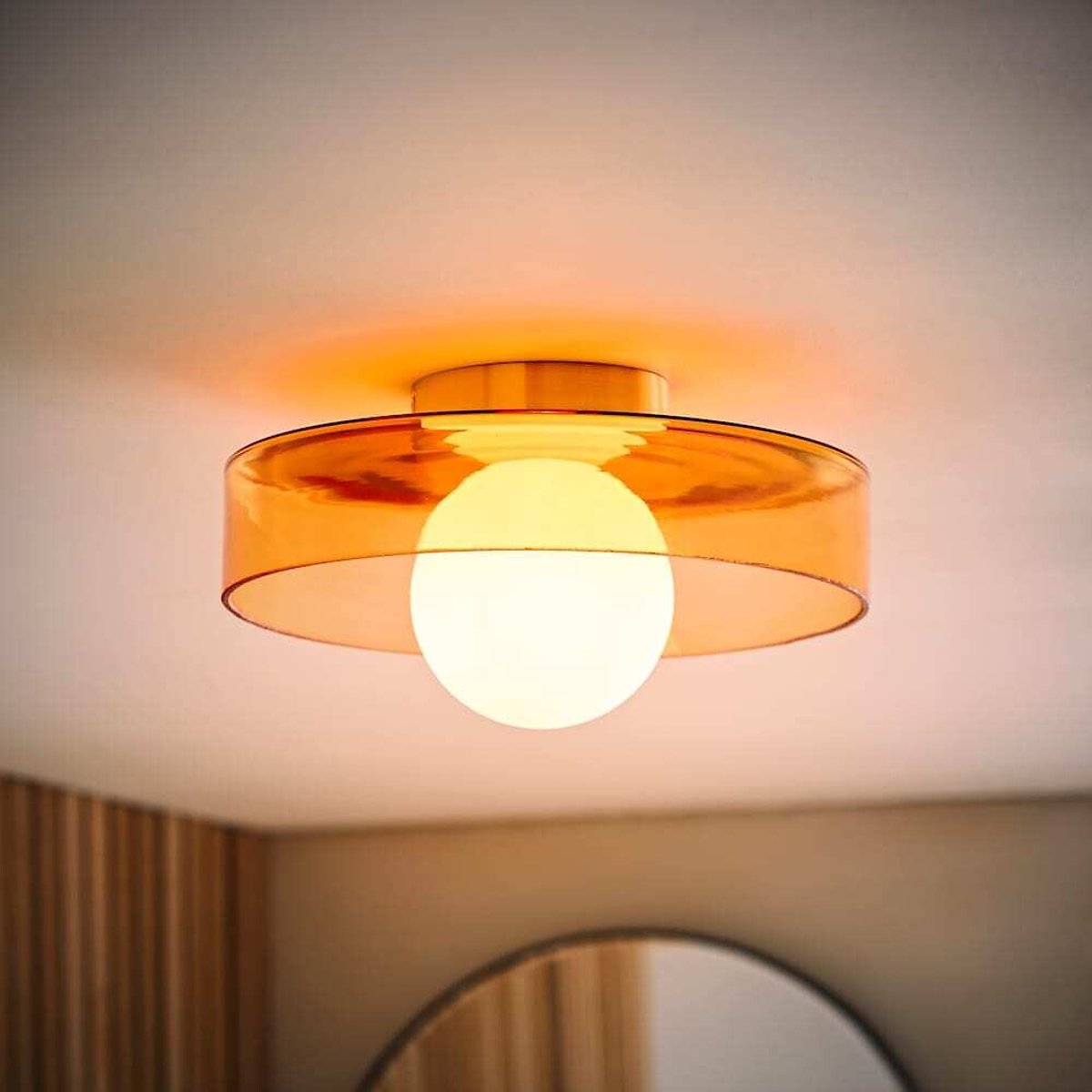 Neale Flush Glass Bathroom Ceiling Light orange, SO'HOME