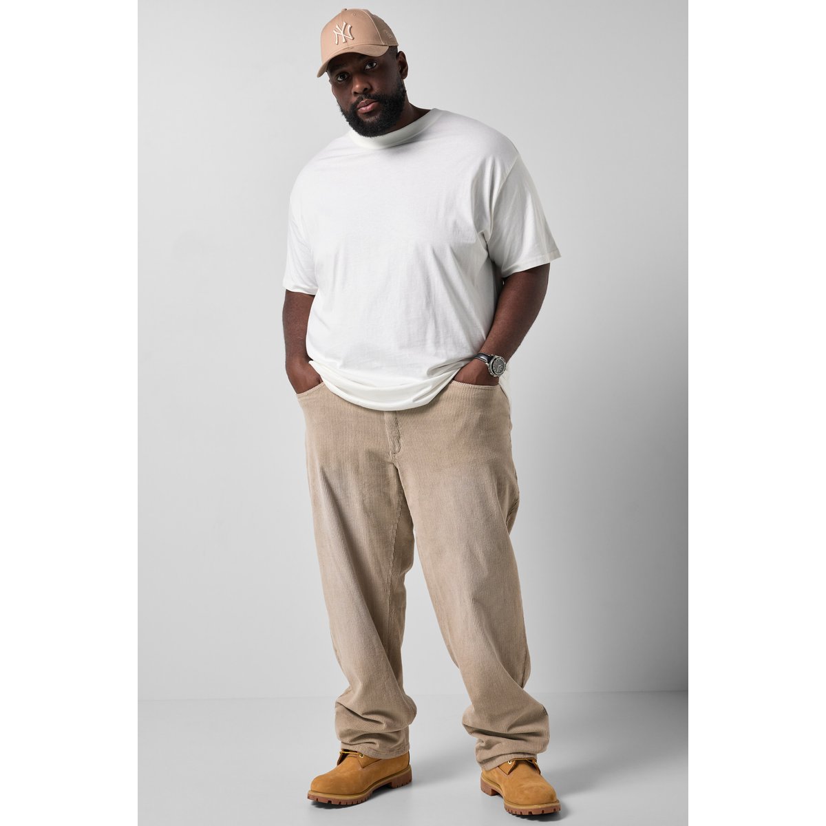 Pantalon en velours côtelé, coupe Baggy Fit marron macchiato, STHUGE