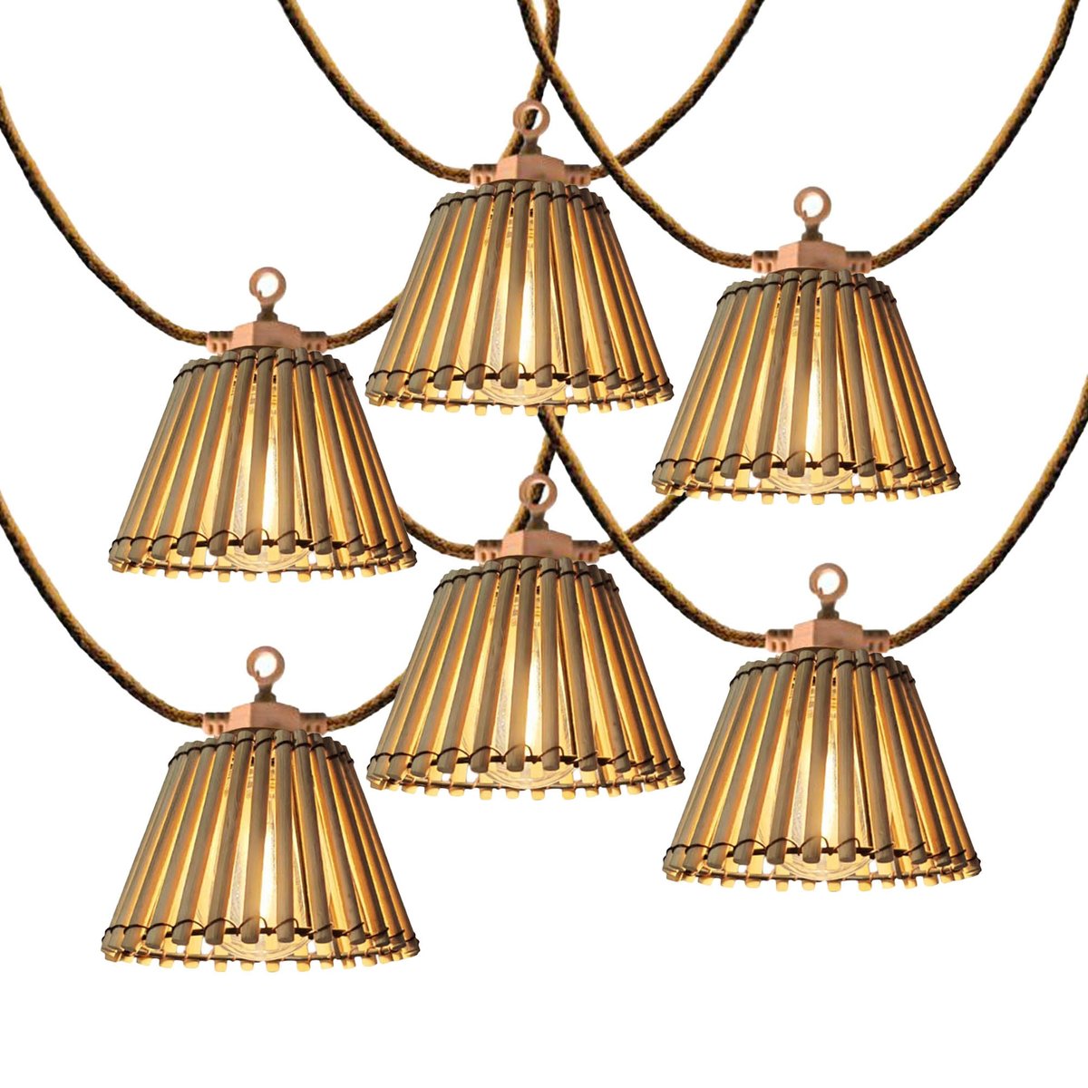 Guirlande lumineuse solaire et sur secteur raccordable en corde 20 ampoules transparentes LED blanc chaud dimmable NATURA LIGHT HYBRID 13m beige, LUMISKY