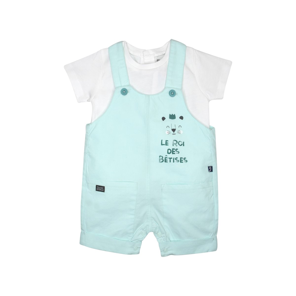 Tee shirt salopette grigor twill court bebe vert, SUCRE D'ORGE