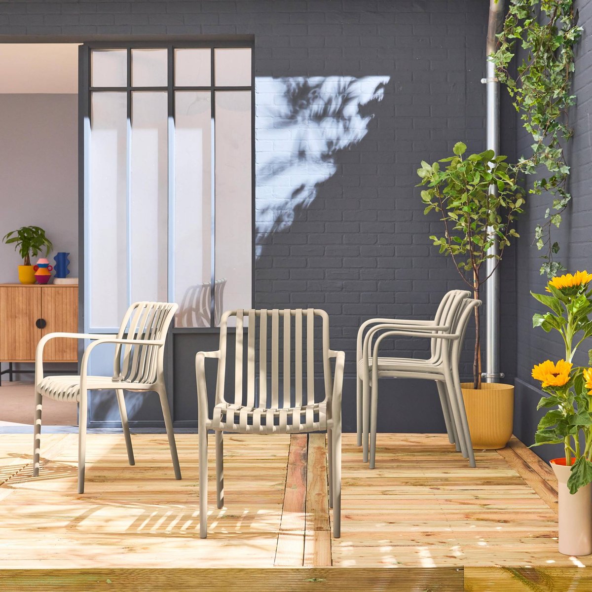 Fauteuil de jardin plastique (lot de 4) AGATHE FAUTEUILS terracotta, SWEEEK