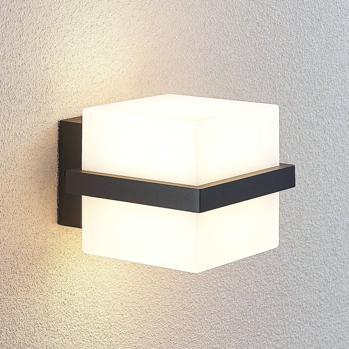 Applique extérieure  moderneLED, Auron blanc opale, gris foncé, LINDBY
