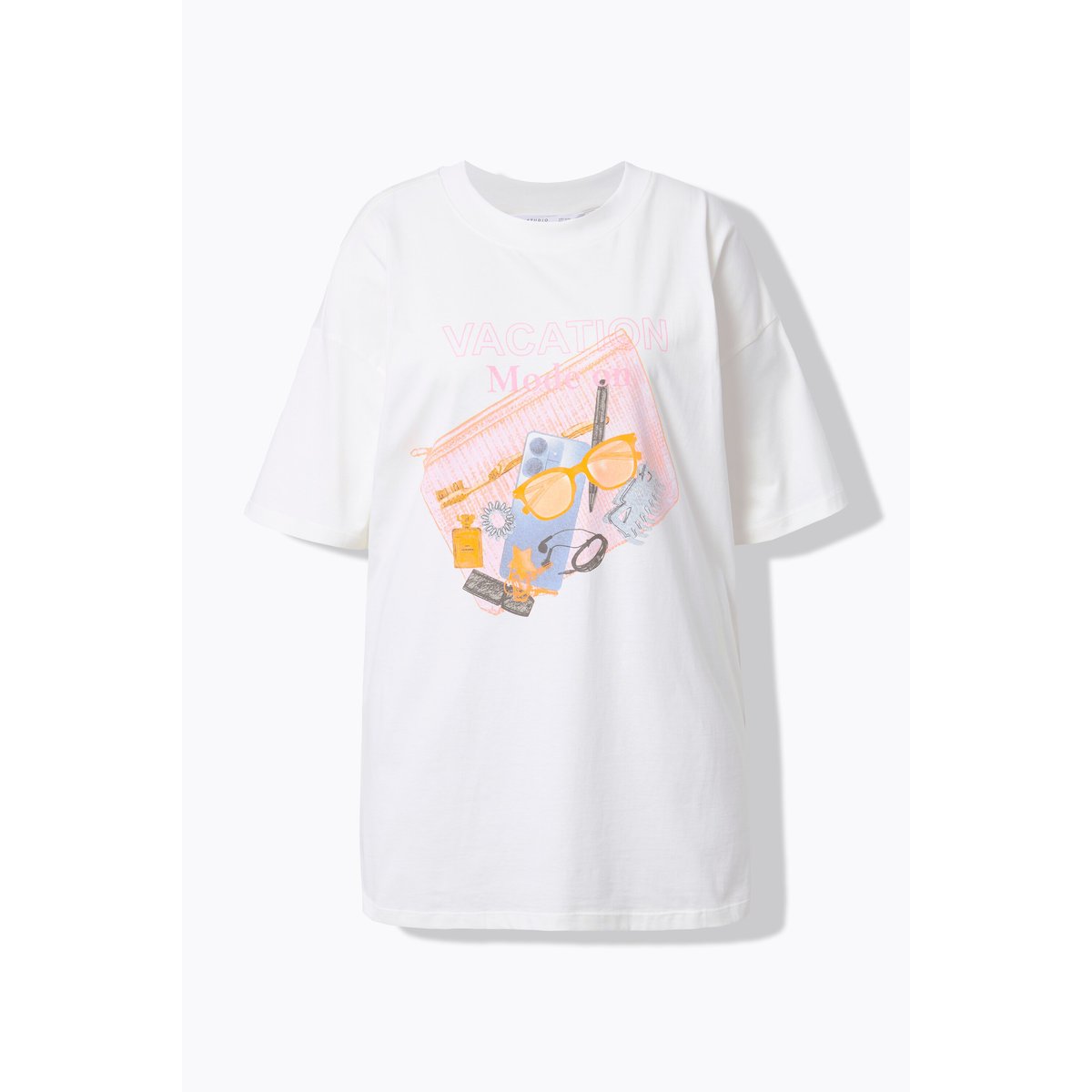T-shirt oversize, manches courtes blanc cassé, STUDIO UNTOLD