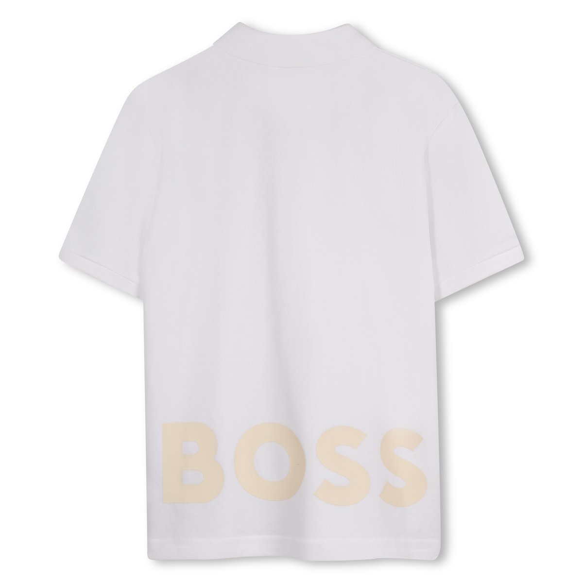 Polo en coton avec logo blanc, BOSS KIDSWEAR