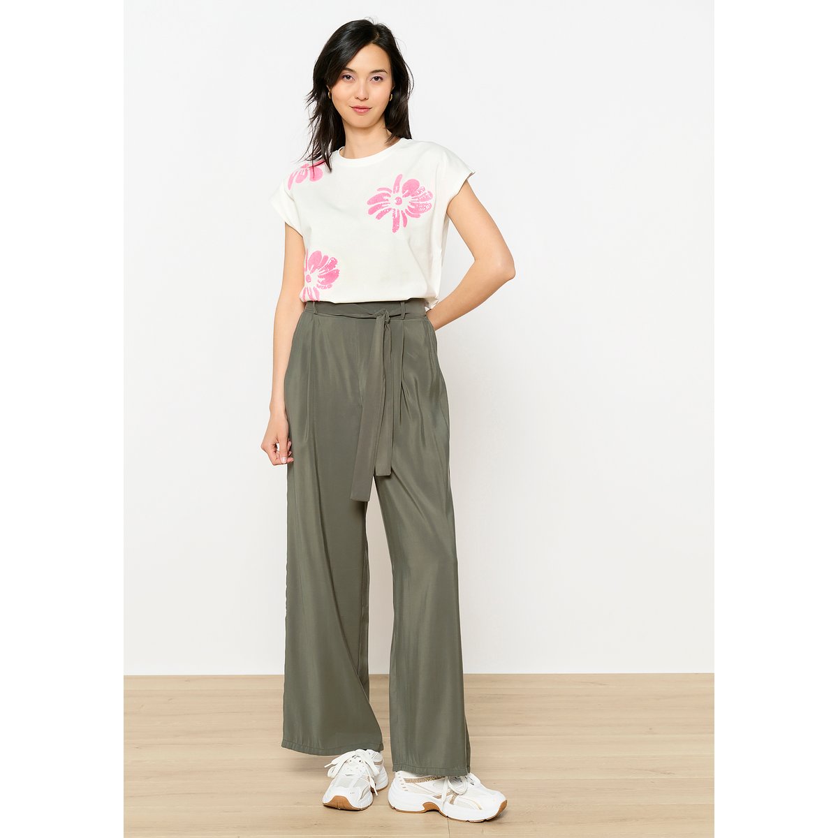 Pantalon fluide en viscose khaki, LOLALIZA