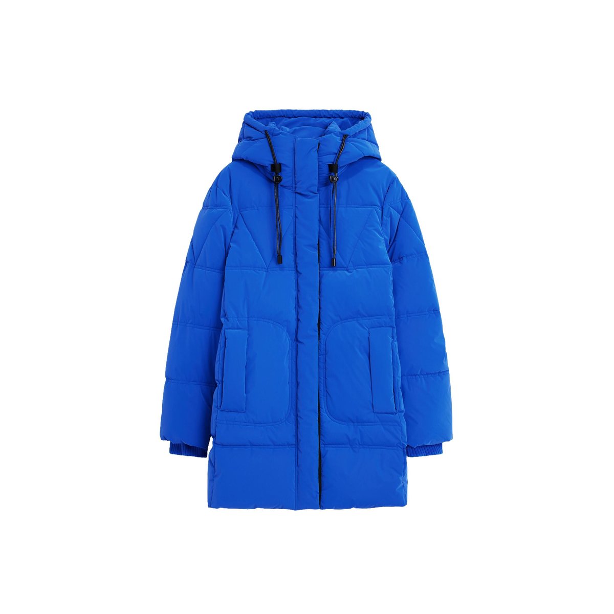 Manteau long matelassé bleu, DESIGUAL