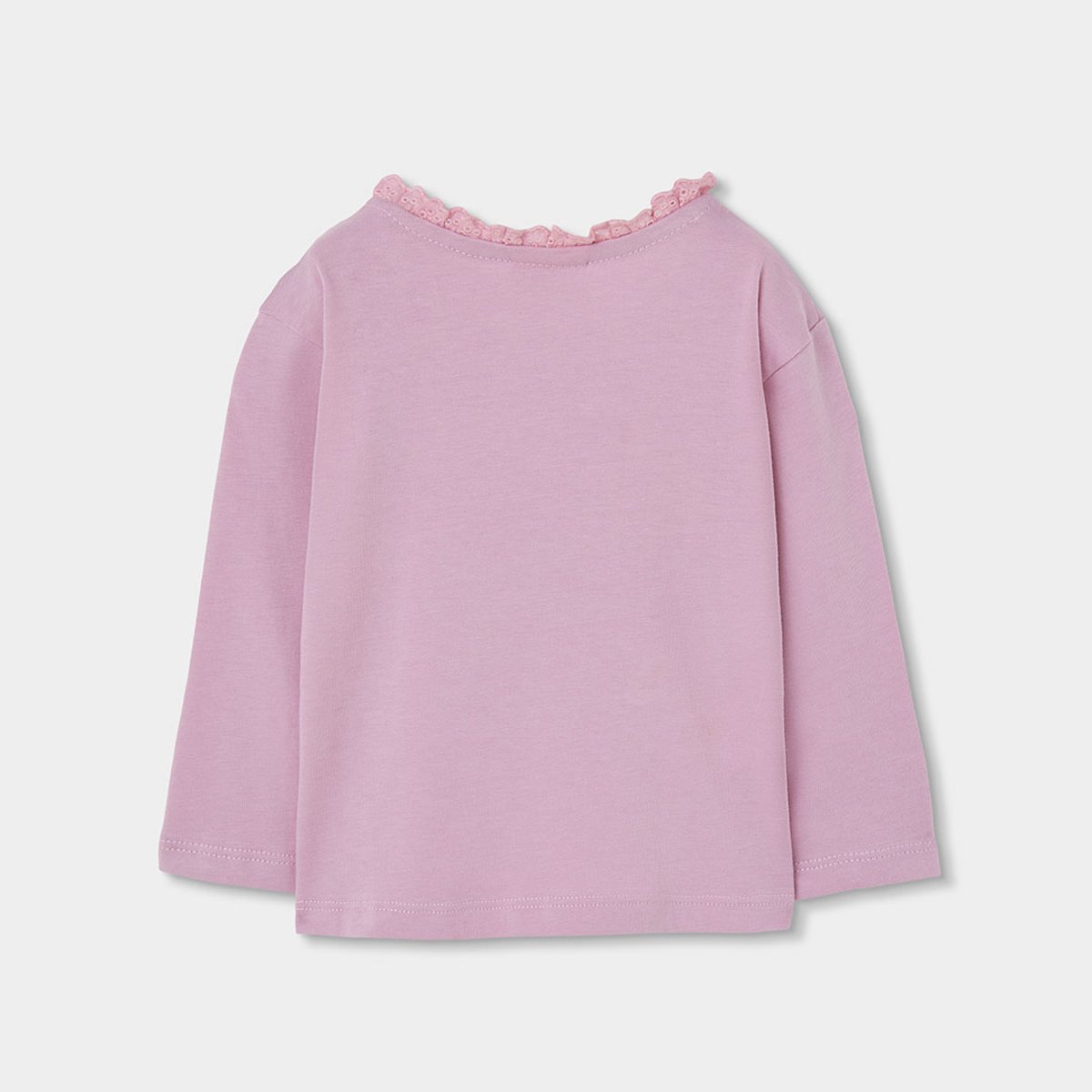 T-shirt fille maille broderie vases fleurs rose, BOBOLI