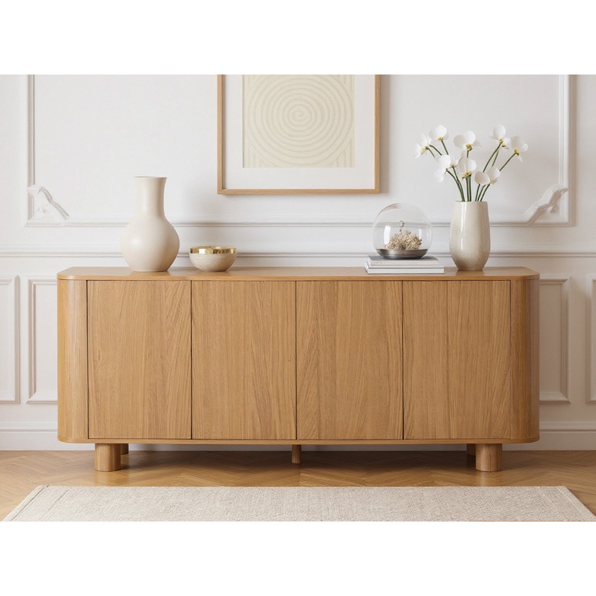 Buffet  en placage  portes 180 cm, MALO marron clair, BOBOCHIC