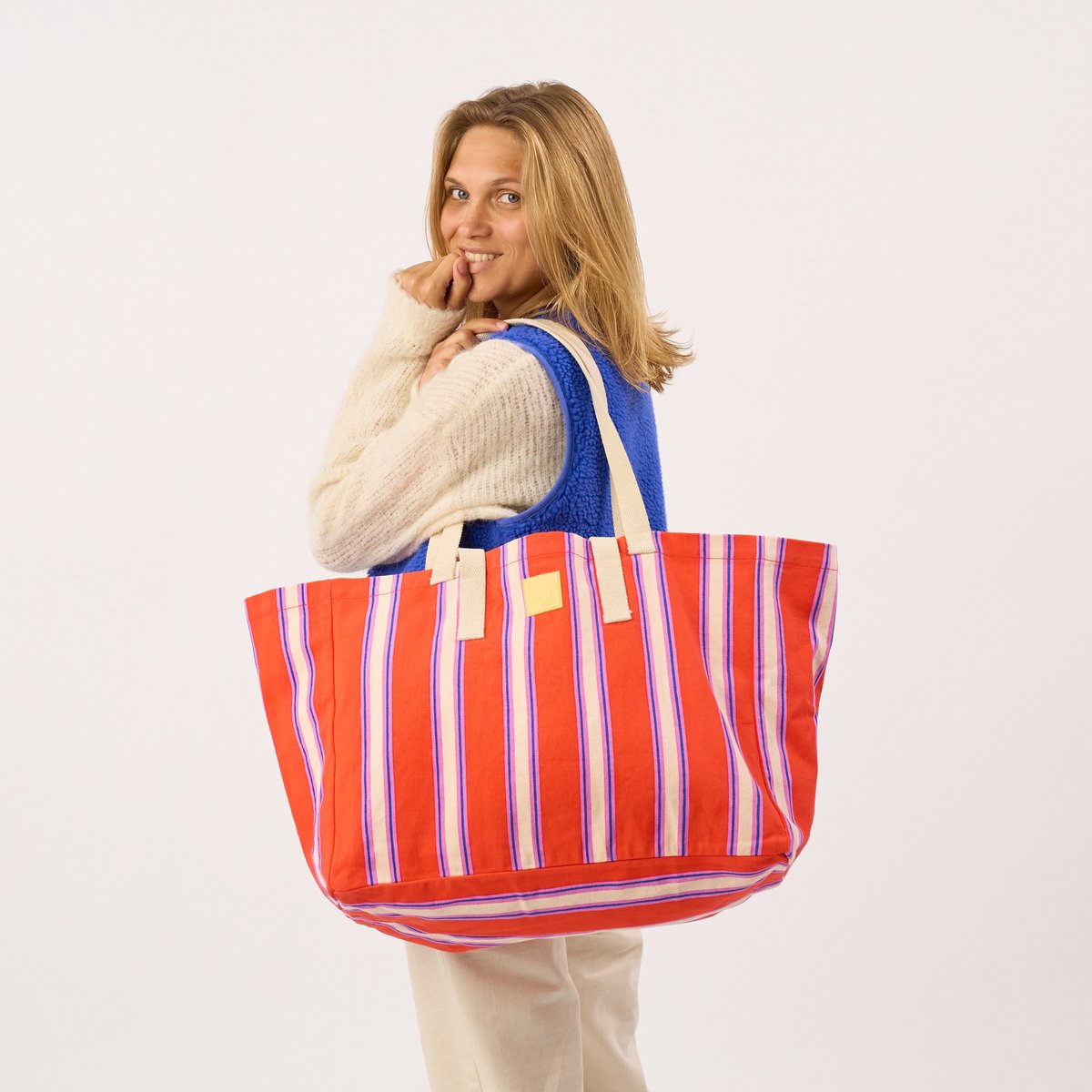 Sac cabas en coton biologique orange et rose, BILLYBELT