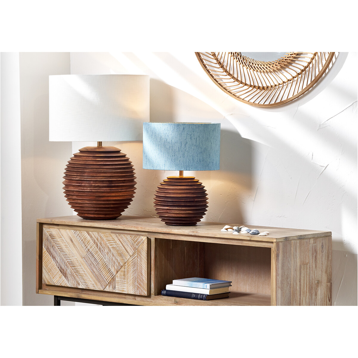 Preslie Turned Wood Table Lamp Base brown, SO'HOME