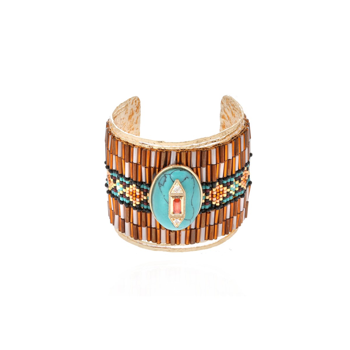 Bracelet manchette perles tissées EKUADOR turquoise, HIPANEMA