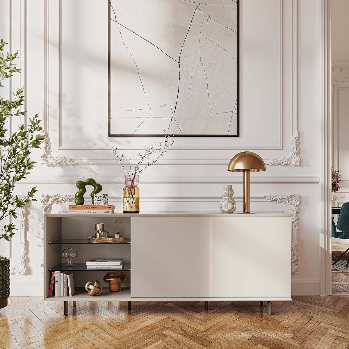 Buffet bois AGNES crème, HABITAT