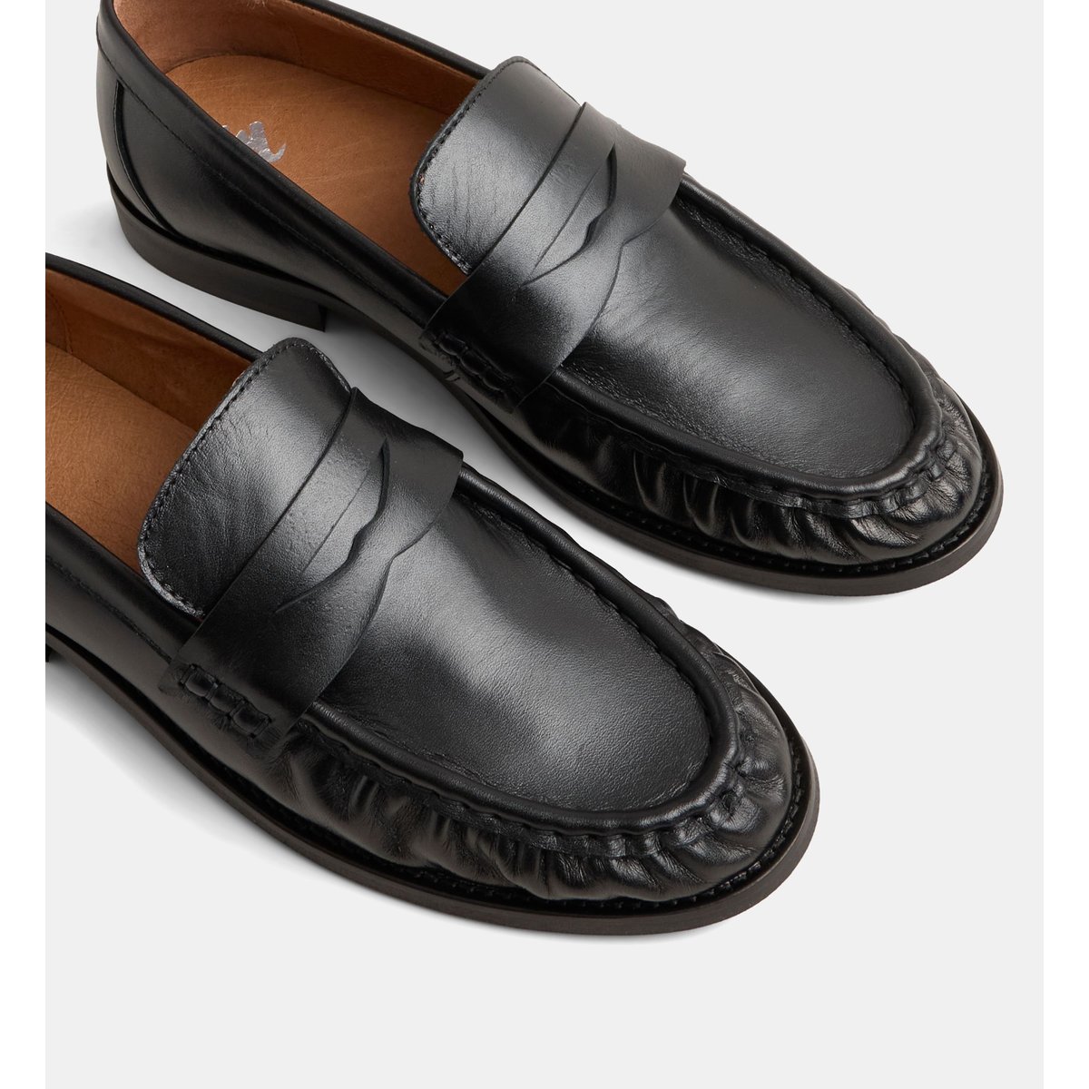 Mocassins caroline cuir froncé noir, GALERIES LAFAYETTE