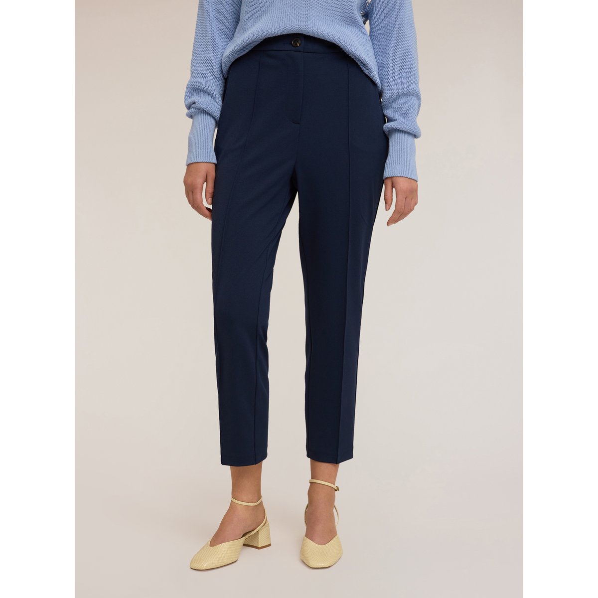 Pantalon regular en tissu crêpe bleu, MOTIVI