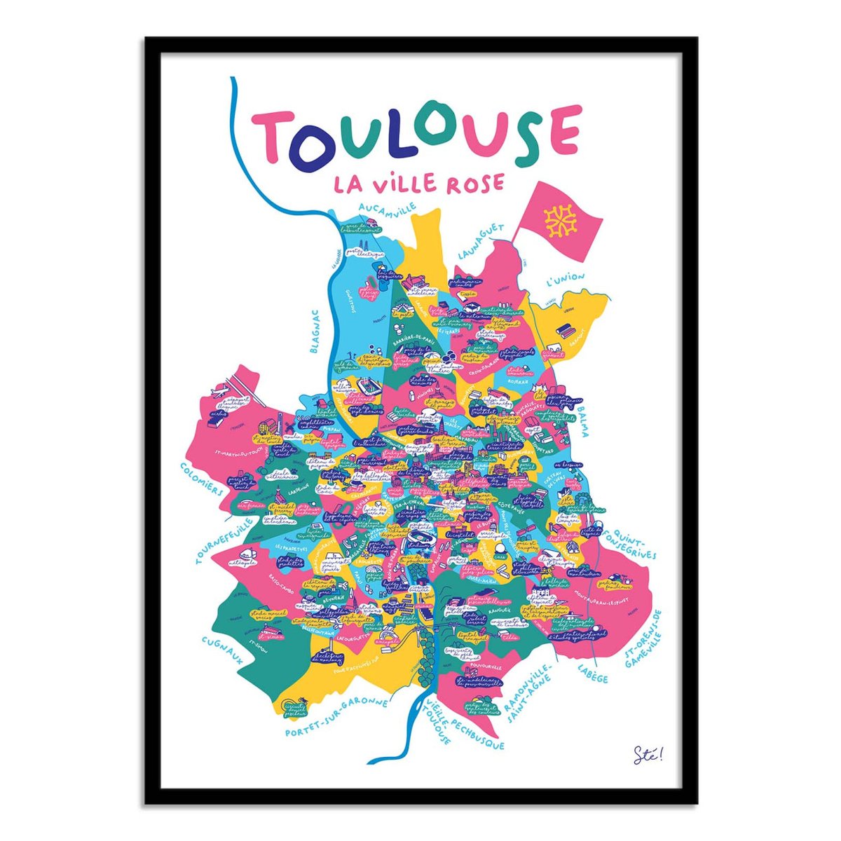 Affiche d'art - Toulouse - Sté! couleur unique, WALL EDITIONS