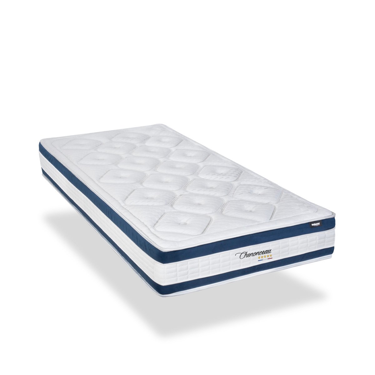 Ensemble Chenonceau 180x200 cm Matelas Mousse + Sommier Bois blanc, BELLECOUR