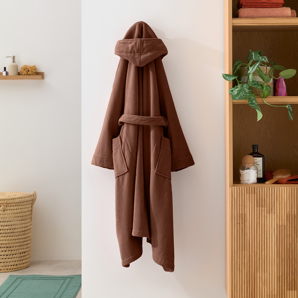 Peignoir capuche éponge velours 450 g/m2, Trizie ecorce, LA REDOUTE INTERIEURS