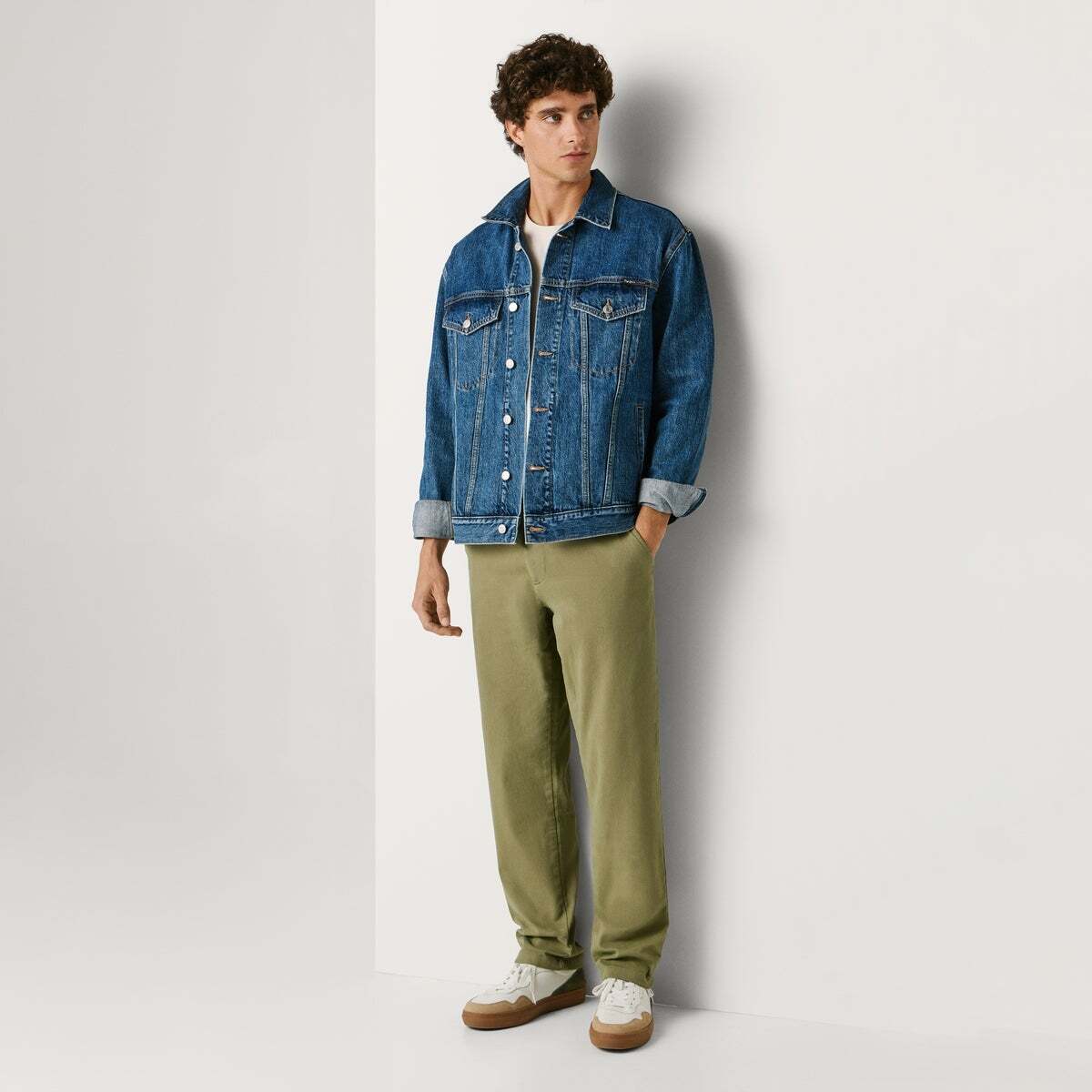 Pantalon Chino Coupe Slim vert armée délavé, PEPE JEANS