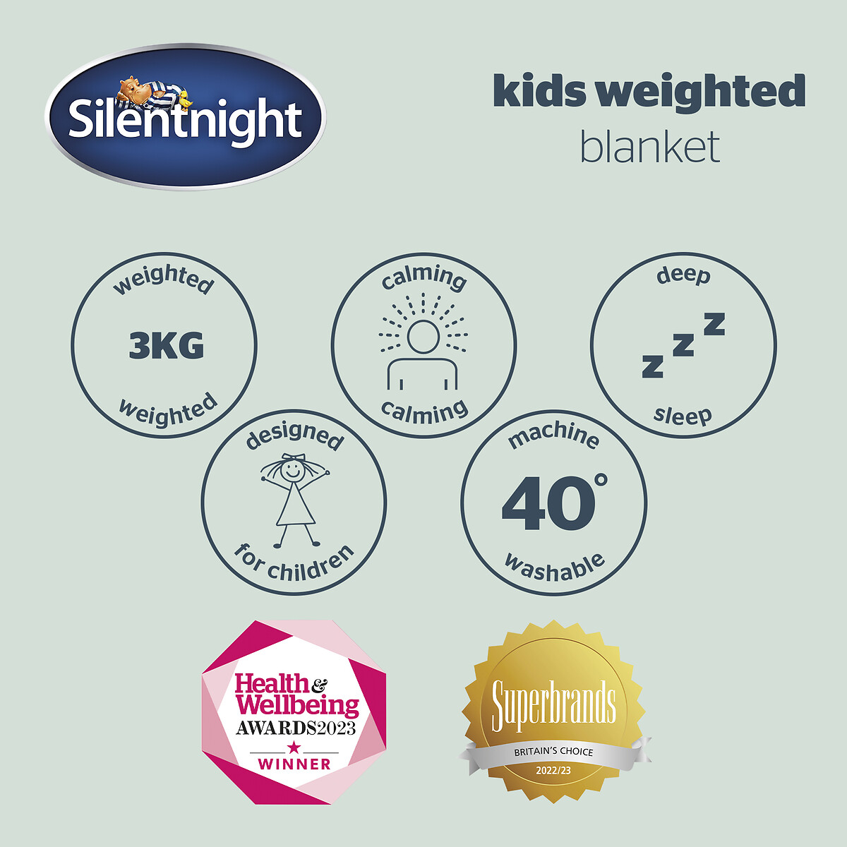 Kids 3kg Weighted Blanket grey, SILENTNIGHT
