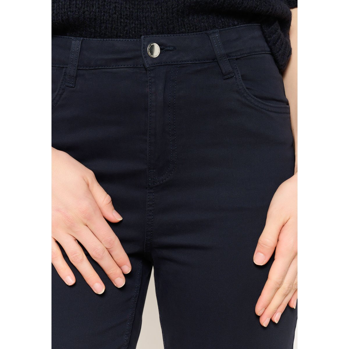 Pantalon à taille haute bleu marine, LOLALIZA