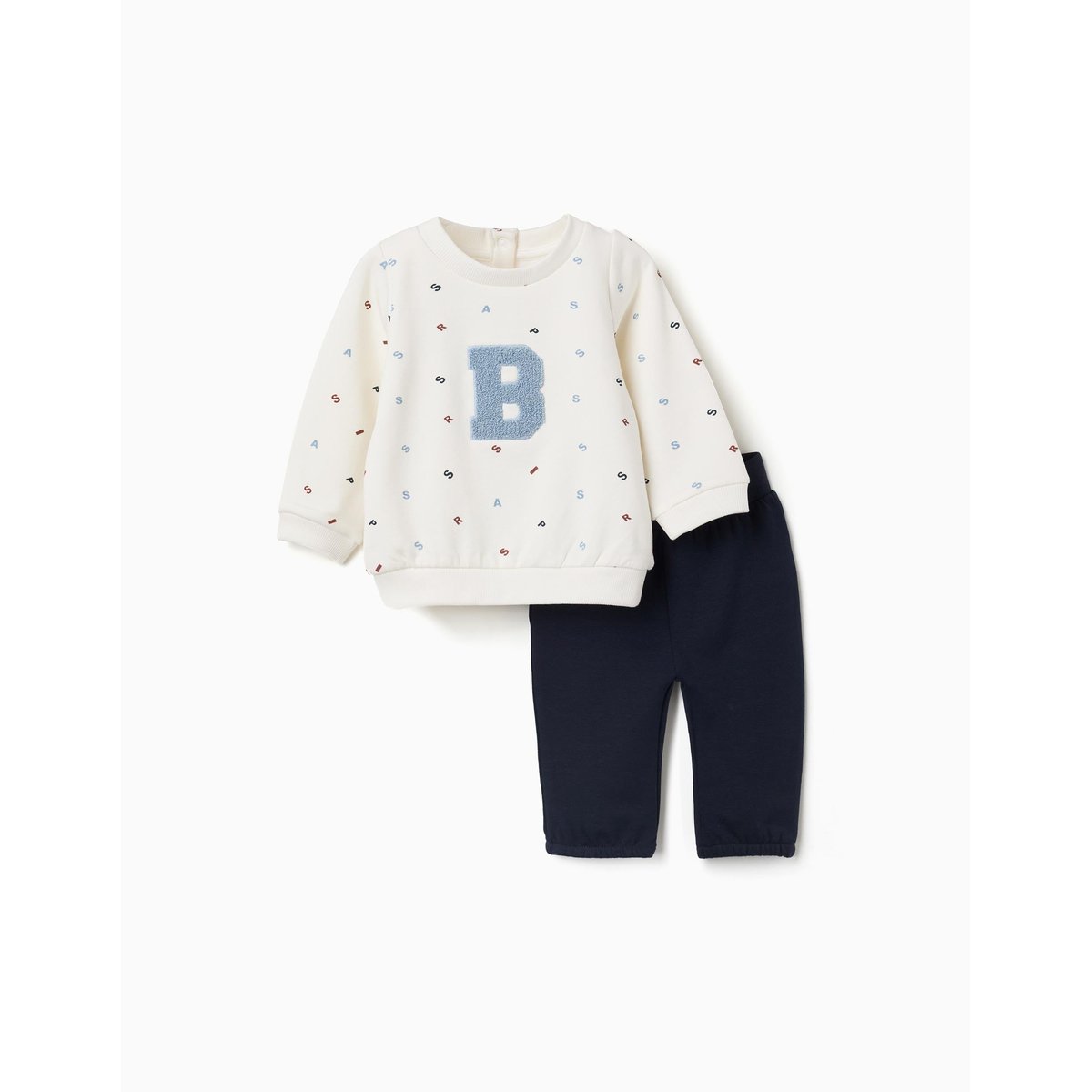 Ensemble de jogging en coton peigné avec broderie en bouclettes blanc, ZIPPY
