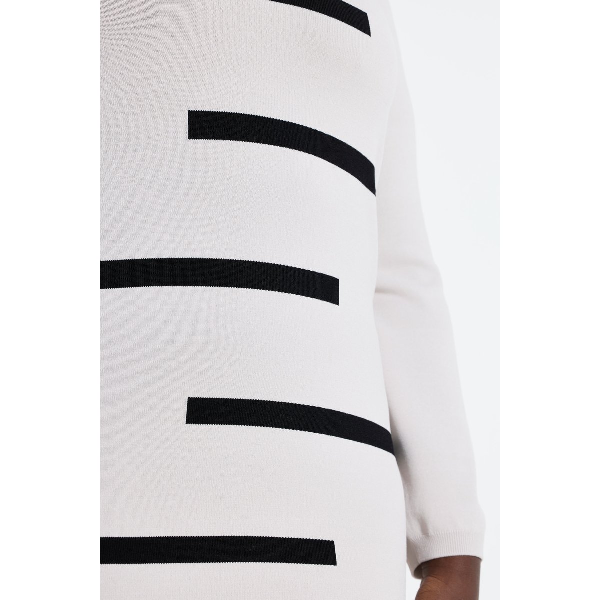 Pull à rayures, col en V et manches longues gris beige, ULLA POPKEN