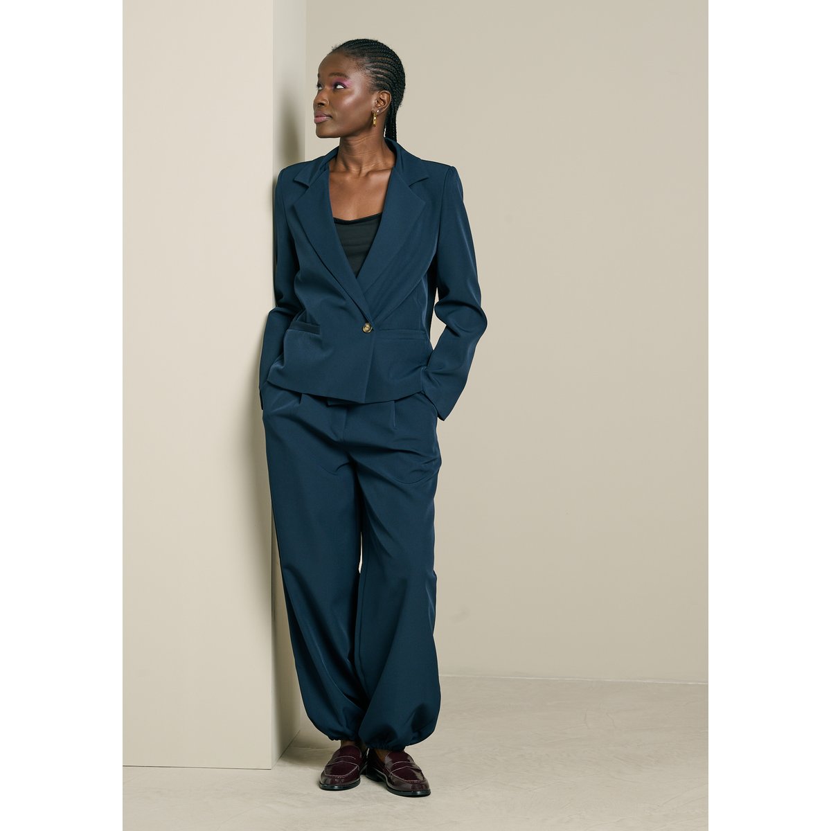 Blazer court croisé bleu marine, LOLALIZA
