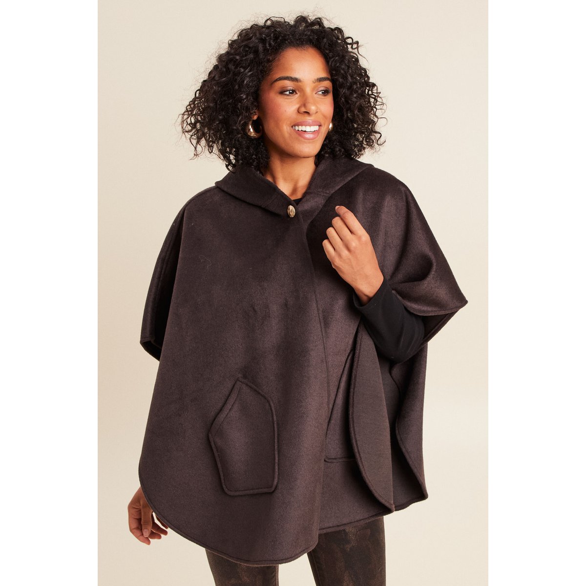 Poncho cape marron foncé, BREAL
