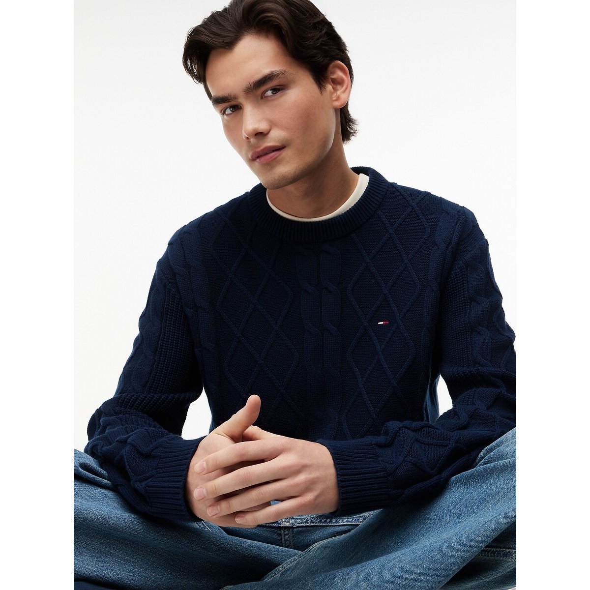 Camisola estruturada em malha grossa marinho, TOMMY JEANS