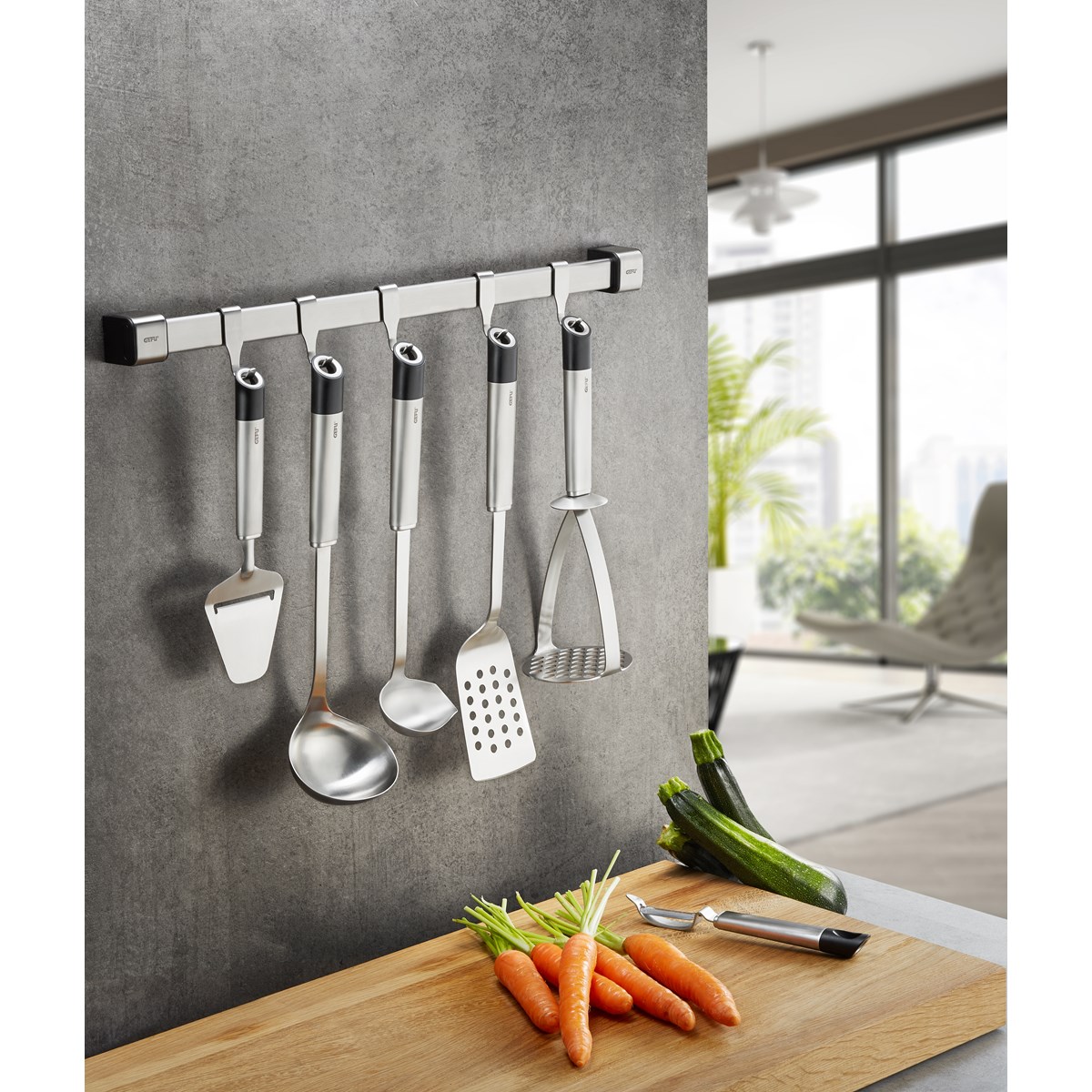 Barre à ustensiles de cuisine SMARTLINE argent, GEFU