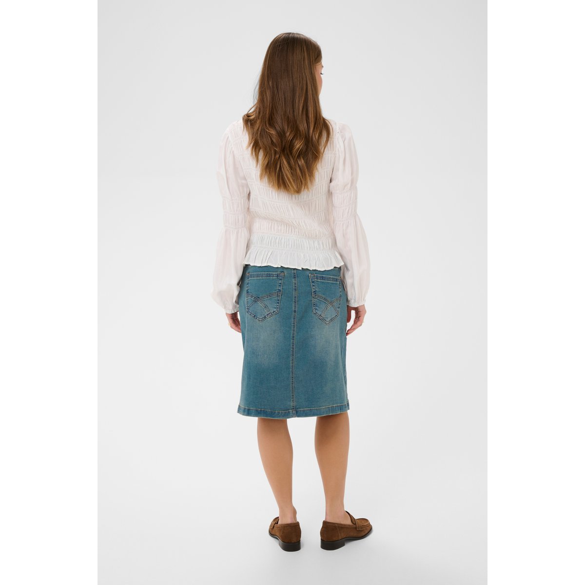 Denim skirt bleu light blue denim, CREAM
