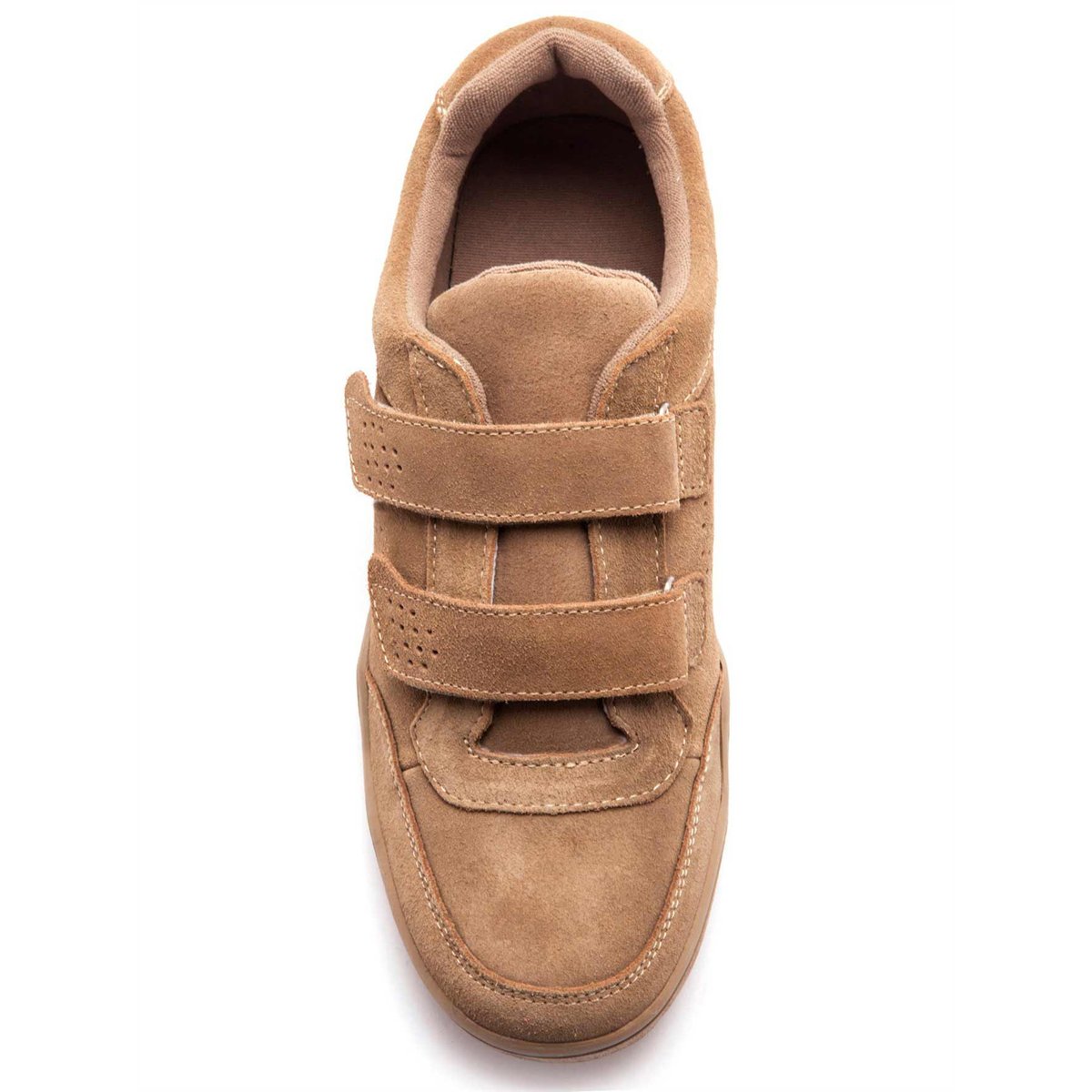 Chaussures cuir à scratch extra-larges camel, PEDICONFORT