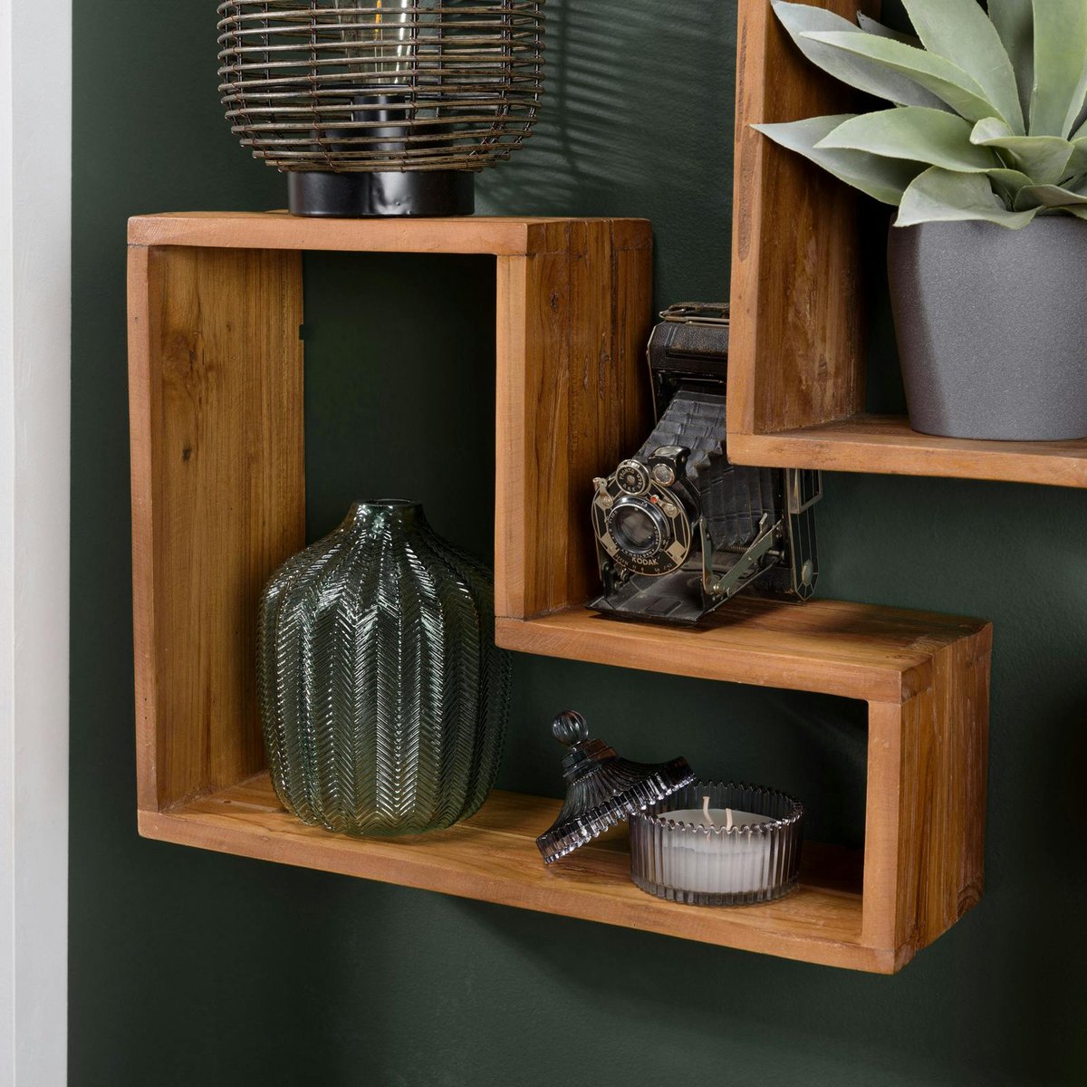 Etagère murale forme L bois de teck recyclé SWING bois naturel, PIER IMPORT