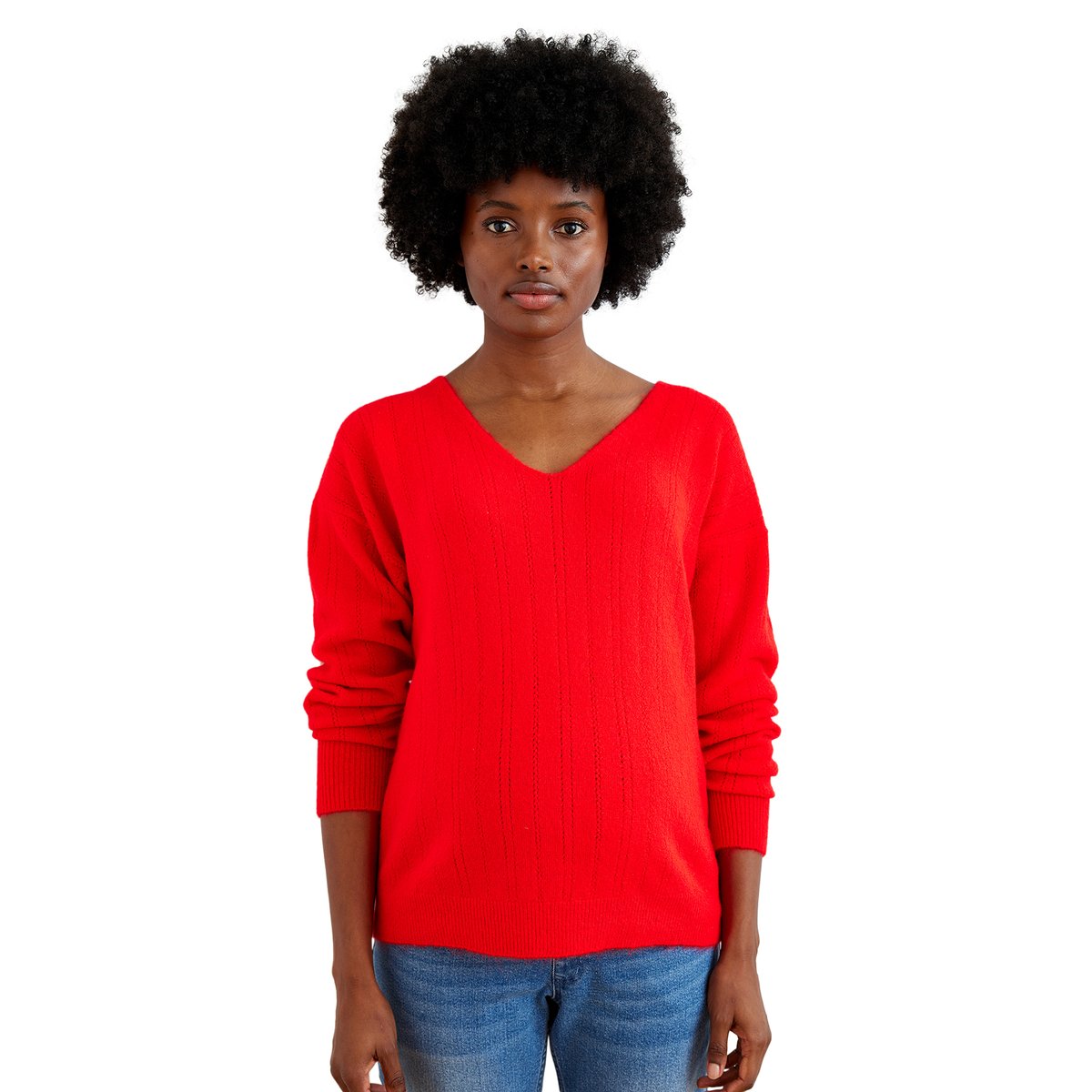 Pull col V grossesse en maille mousseuse fantaisie grenadine, VERTBAUDET