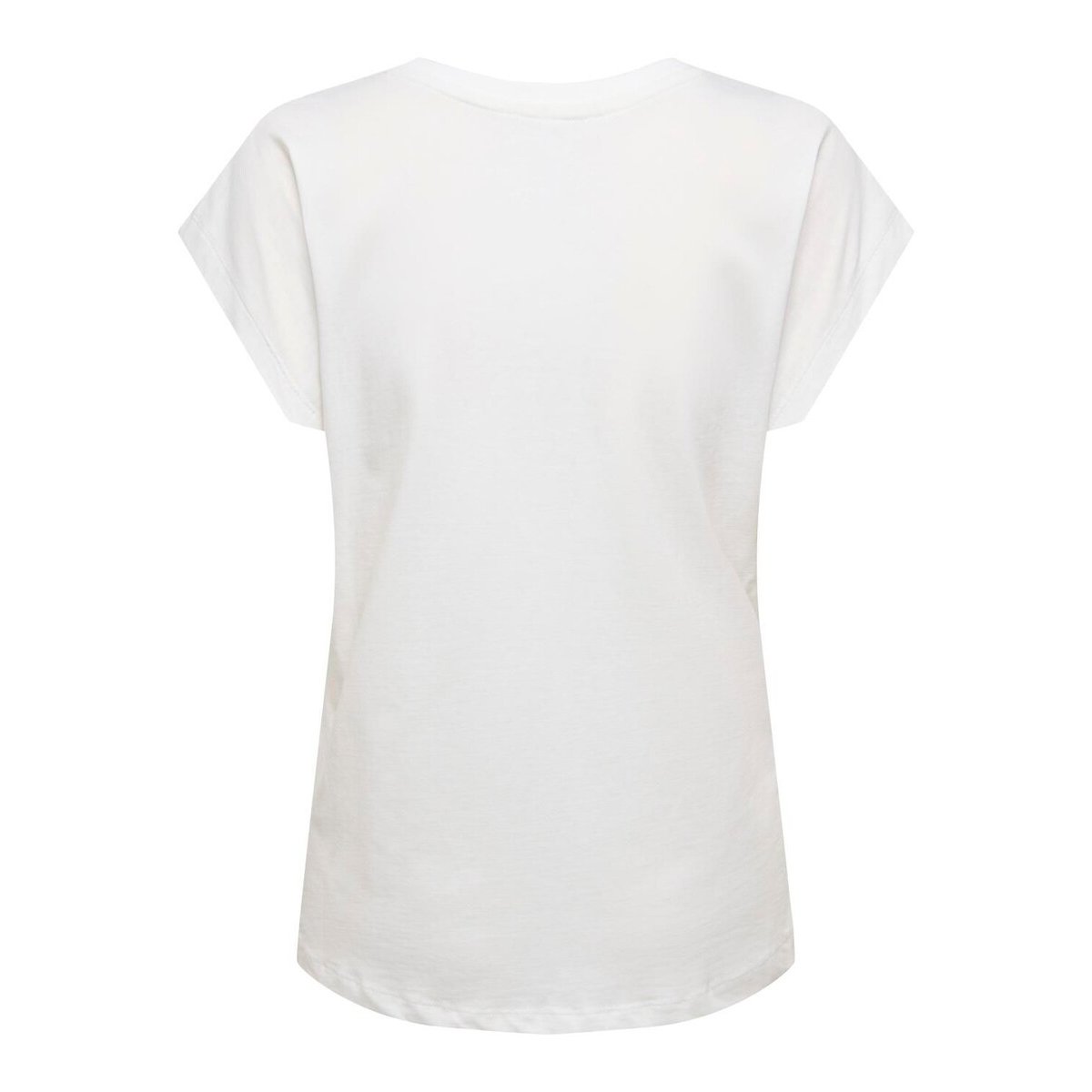 T-shirt con scollo a V e cuore sul petto bianco, ONLY