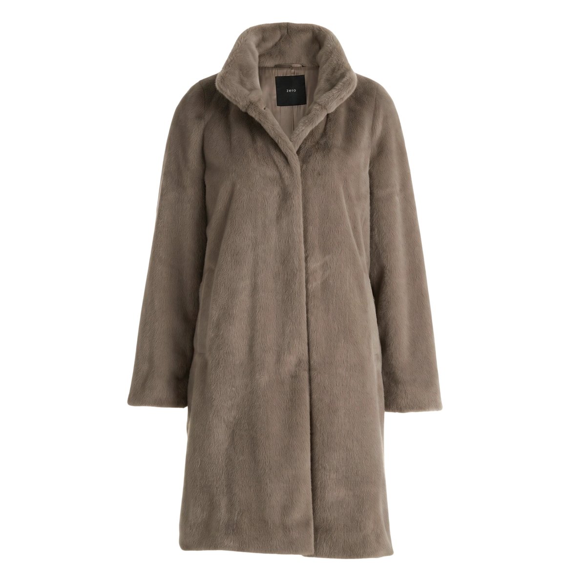 Manteau court à col droit desert taupe, ZERO