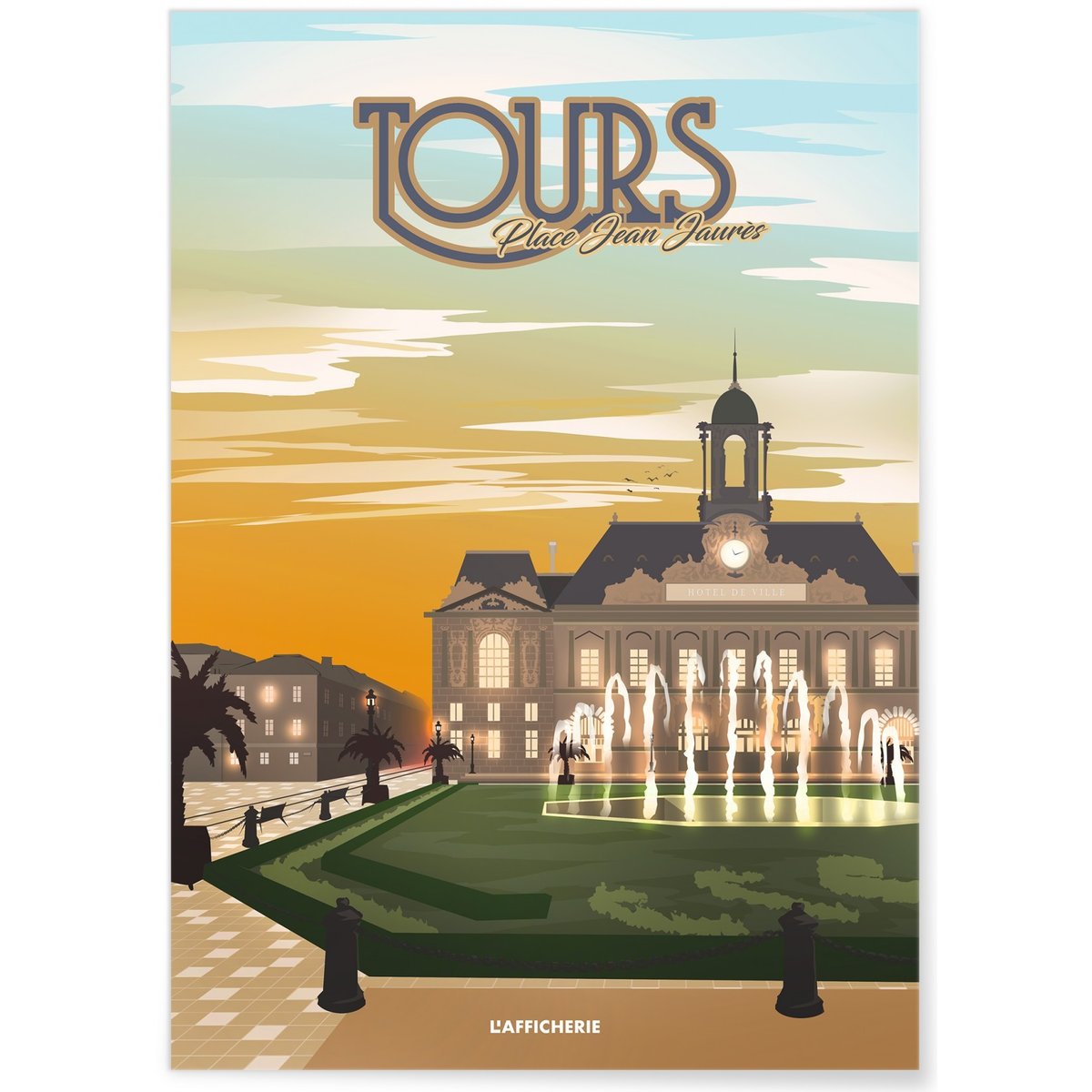 Affiche ville Tours : Jean Jaurès blanc, L'AFFICHERIE