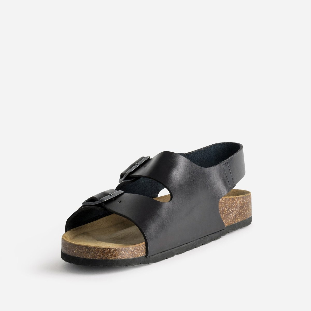 Sandale Plate en cuir NOE noir, ERAM