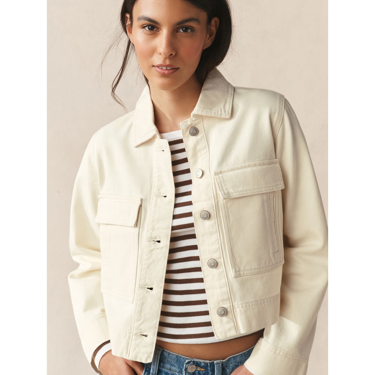 Veste en coton à 2 poches écru, NEXT