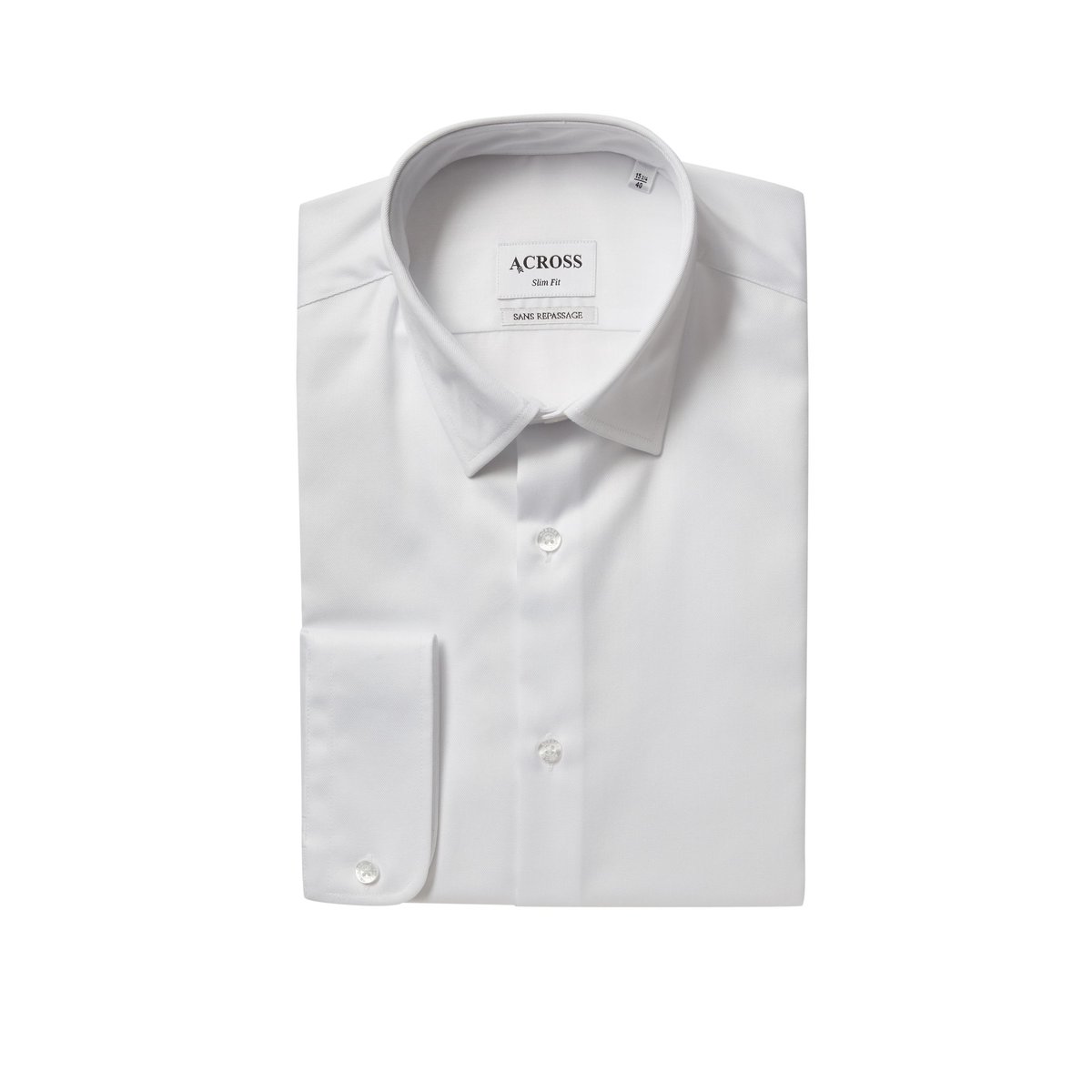Chemise Slim fit sans repassage en twill de coton blanc, ACROSS
