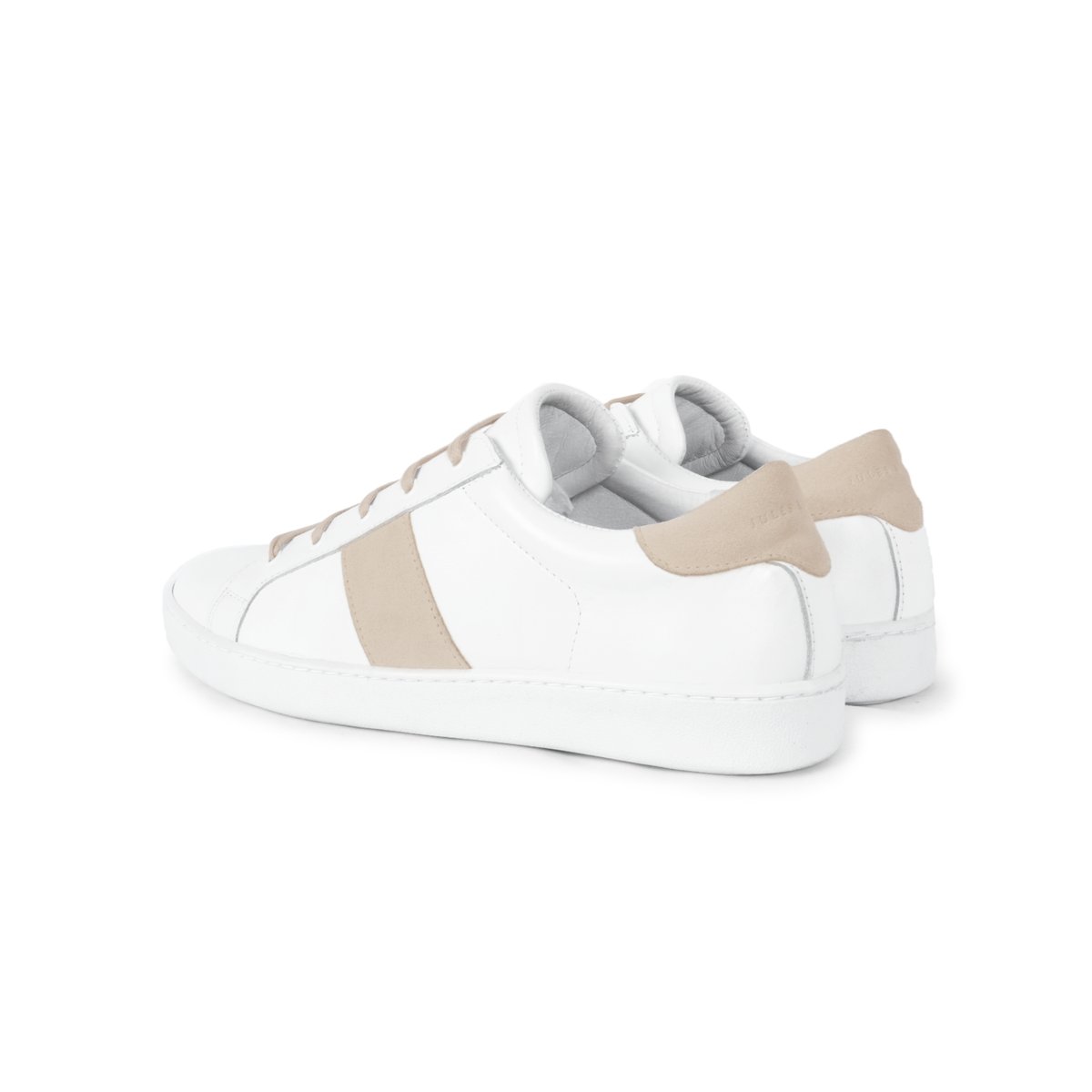 Tennis lacet Arthur cuir blanc/camel, JULES & JENN
